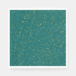 Guardanapo De Papel Espaço de Confetti Elegante - Verde Teal e Dourado