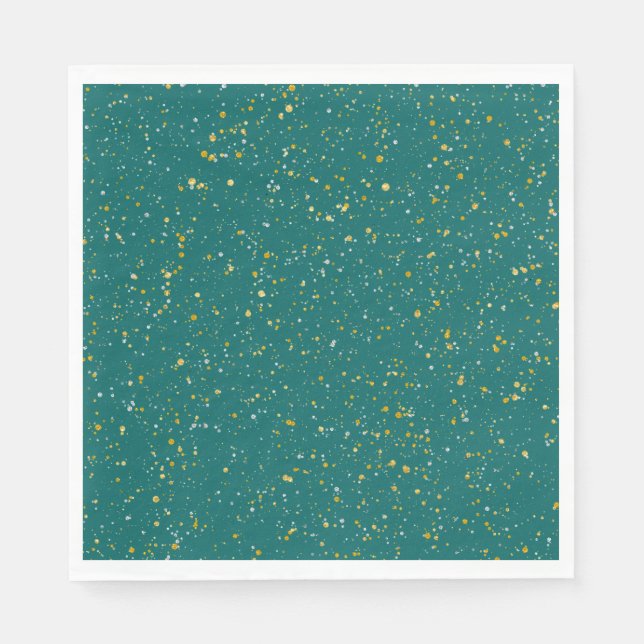 Guardanapo De Papel Espaço de Confetti Elegante - Verde Teal e Dourado (Frente)