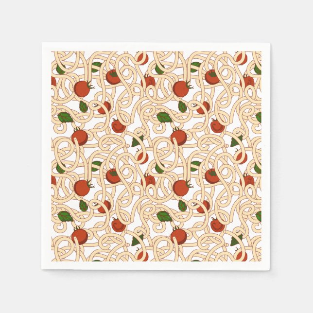 Guardanapo De Papel Espaguete massa comida italiana com tomate (Frente)