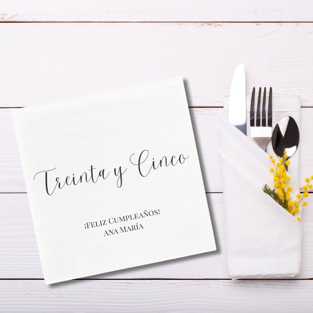 Guardanapo De Papel Espanhol Black & White Minimalist 35º aniversário (Criador carregado)