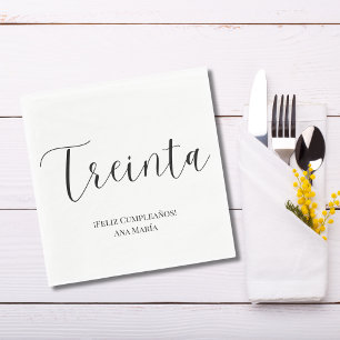Guardanapo De Papel Espanhol Preto e Branco Minimalista Aniversário de
