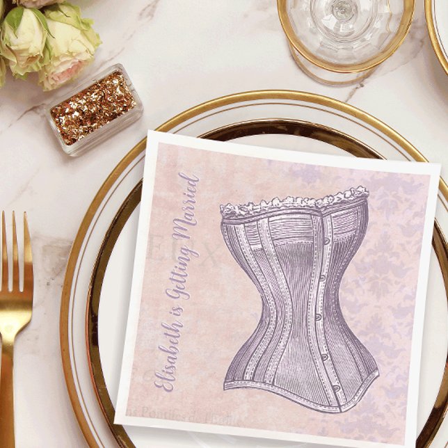 Guardanapo De Papel Espartilho Vitoriano em Damasco Rosa Roxo Estilo V (Criador carregado)