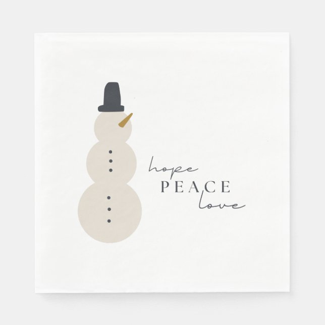 Guardanapo De Papel Espero que a paz ame. Natal Snowman Paper Napkins (Frente)