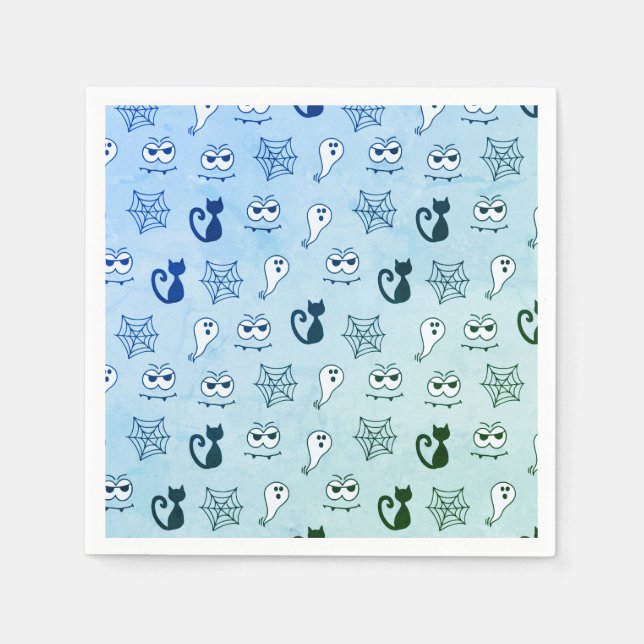Guardanapo De Papel Espírito, teias-aranha e Gatos Negros Azuis (Frente)