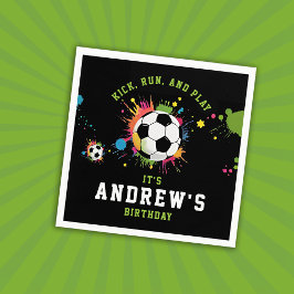 Guardanapo De Papel Esportes De Bolas De Futebol Negra E Verde Colorid