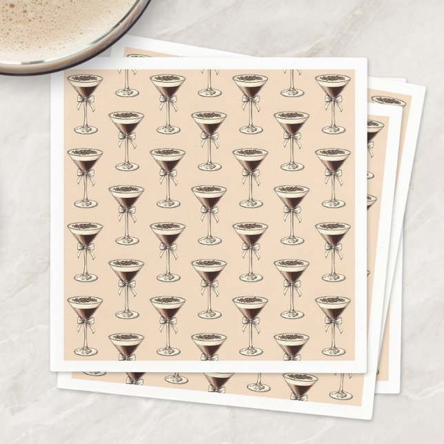 Guardanapo De Papel Espresso Martini Cocktail Padrão Brown Birthday (Espresso Martini Cocktail Pattern Brown Birthday Napkins)