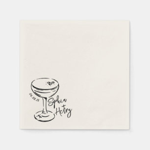 Guardanapo De Papel Espresso Martini Desenhado Mão, Bar Casamento Cock