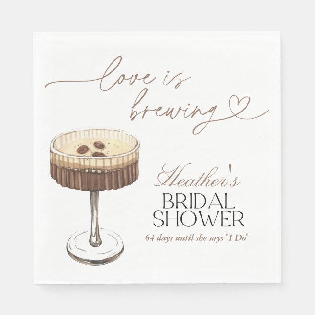 Guardanapo De Papel Espresso Martini Love Is Brewing Bridal Shower  (Frente)