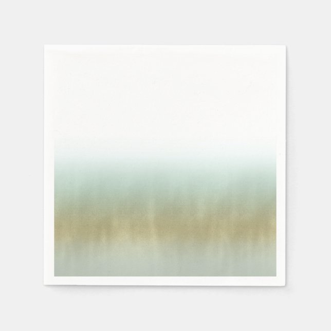 Guardanapo De Papel Espuma do Mar Dourado Branco Elegante Praia Casame (Frente)