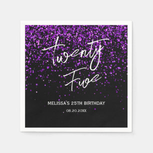 Guardanapo De Papel Espumante Roxo Negro Qualquer Idade Aniversário