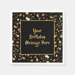 Guardanapo De Papel Esquadrão de Pincel Preto de Aniversário Dourado E