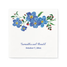 Esquece-me de Casamento de Azul Floral Watercolor