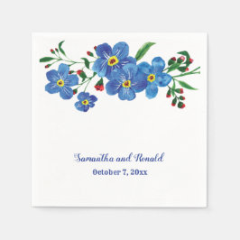 Guardanapo De Papel Esquece-me de Casamento de Azul Floral Watercolor