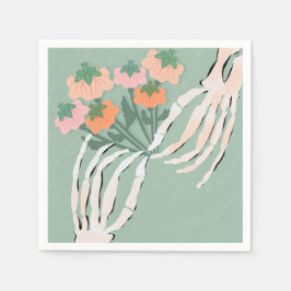 Guardanapo De Papel Esqueleto com Buquê de Abóbora Bridal de Halloween