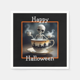Guardanapo De Papel Esqueleto em uma xícara de Halloween
