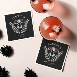 Guardanapo De Papel Esqueleto Gótico Mãos Chá de Garoto Cardíaco