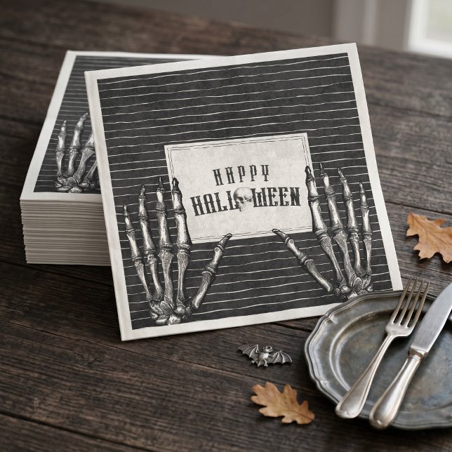 Guardanapo De Papel Esqueleto Gótico Vintage Feliz Halloween (Vintage Gothic Skeleton Happy Halloween)