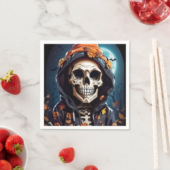 Guardanapo De Papel Esqueleto Sorridente e Sinistro de Halloween (Insitu)