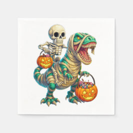 Guardanapo De Papel Esqueleto Whimsso Andando Múmia T-Rex Halloween