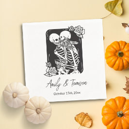 Guardanapo De Papel Esqueletos se Beijando Casamento Gótico de Hallowe