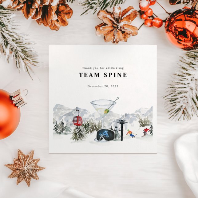 Guardanapo De Papel Esqui Despedida de Solteira Aquarela Gôndola & Cab (Criador carregado)