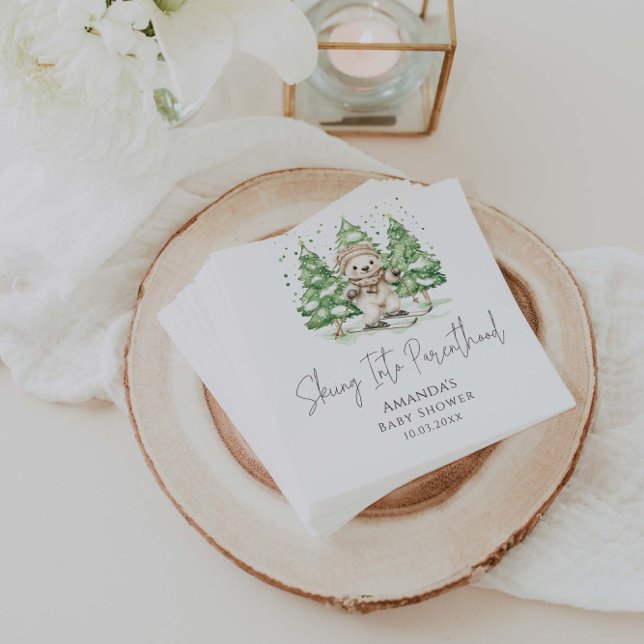 Guardanapo De Papel Esqui No Chá de fraldas De Inverno De Feliz (Criador carregado)