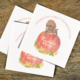 Guardanapo De Papel Esquilo com Ação de Graças de Pumpkin