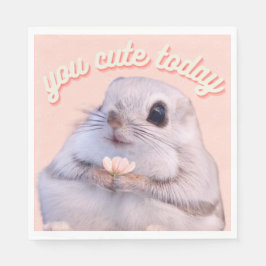 Guardanapo De Papel Esquilo liso e branco com papel cor-de-rosa Napkin