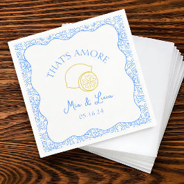 Guardanapo De Papel Esse é o casamento Amore Lemon Blue Azulejos Amalf
