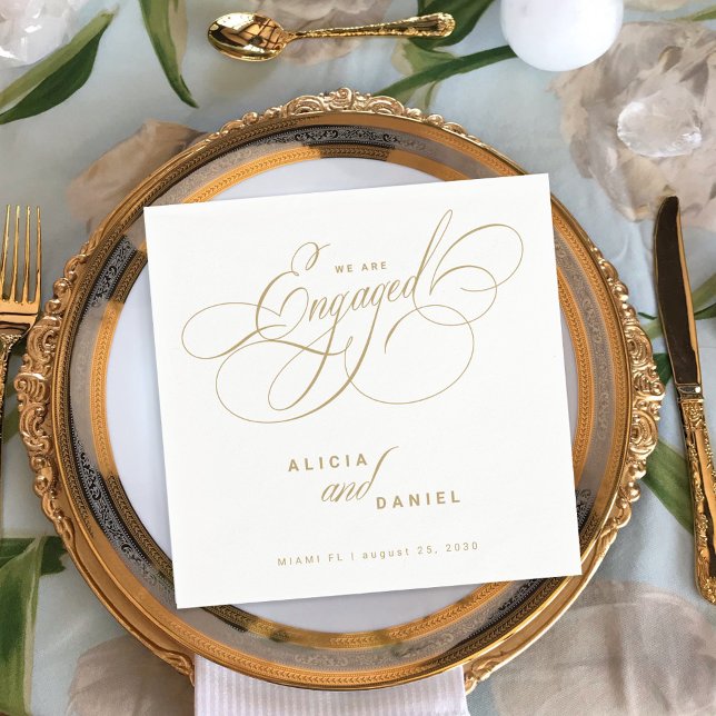 Guardanapo De Papel Estamos envolvidos na festa de noivado de ouro (Criador carregado)