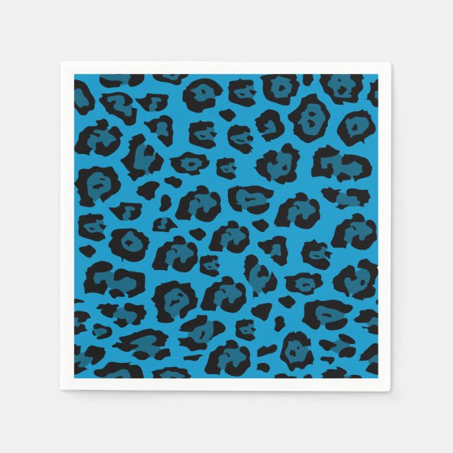 Guardanapo De Papel Estampa de leopardo azul e preto (Frente)