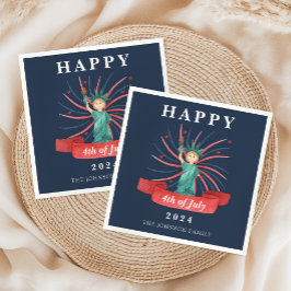 Guardanapo De Papel Estátua Azul Da Liberdade Feliz 4 De Julho