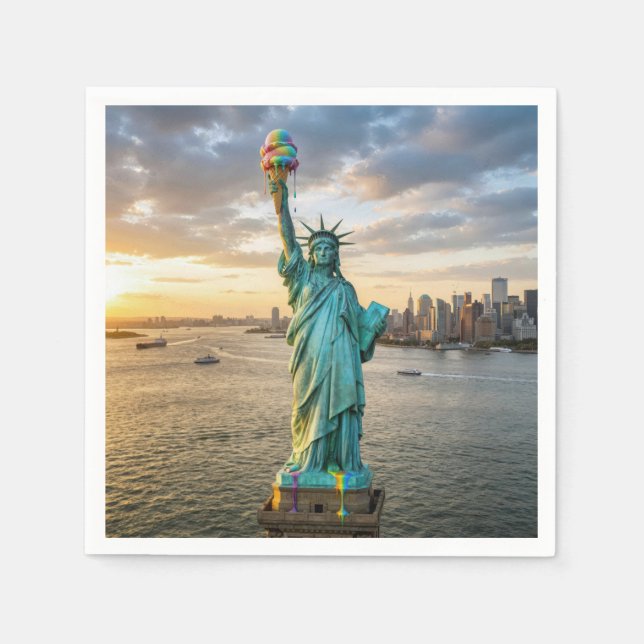 Guardanapo De Papel Estátua da Liberdade Com Casquinha de Sorvete Arco (Frente)