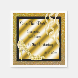 Guardanapo De Papel Estilete Dourado glamoroso & aniversário das