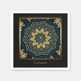 Guardanapo De Papel Estilo Asiático Dourado e Verde 2