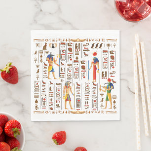 Guardanapo De Papel Estilo de Casamento Dourado de Hieroglifos Egípcio