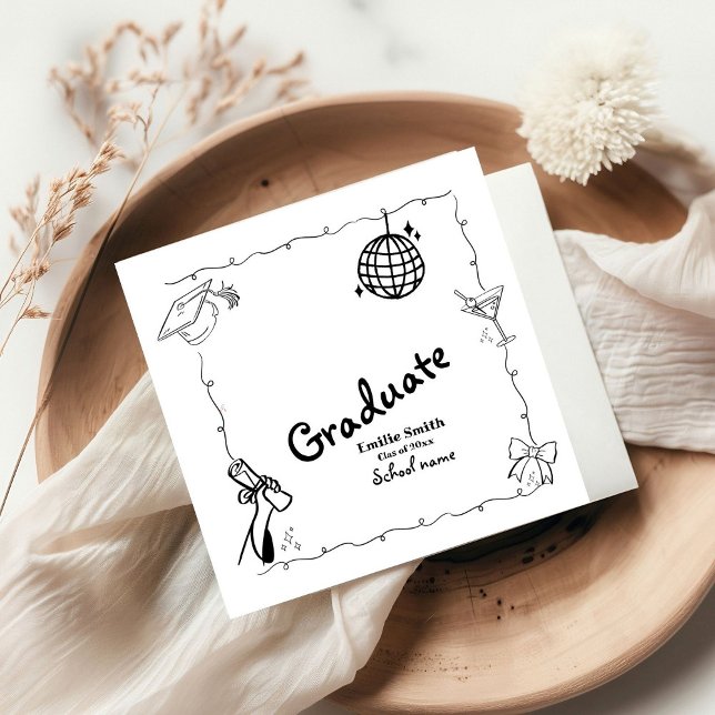 Guardanapo De Papel Estilo de doodles Festa de formatura desenhada à m (Criador carregado)