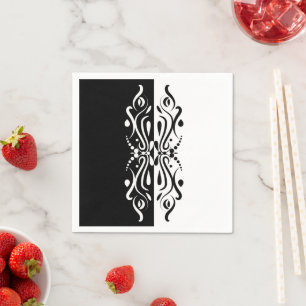 Guardanapo De Papel Estilo de Harlequin Abstrato branco e preto elegan