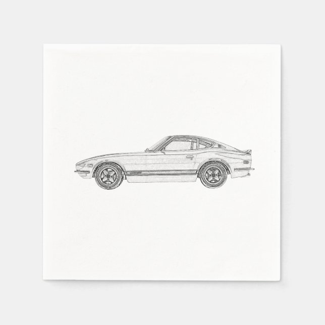Guardanapo De Papel Estilo de Lápis preto e branco Datsun 240Z (Frente)