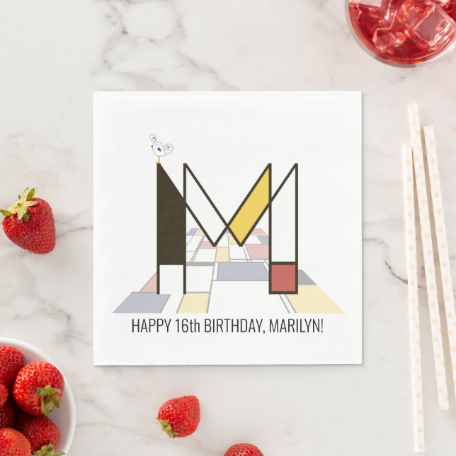 Guardanapo De Papel Estilo de Neoplasticismo impressionante Monograma. (Insitu)