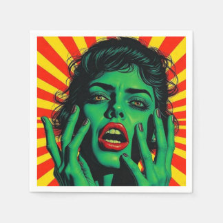 Guardanapo De Papel Estilo de pop de mulher verde