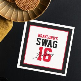 Guardanapo De Papel Estilo de Varsidade Swag Vermelha 16 Aniversário