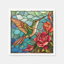 Estilo de Vidro Obtido por rosas e Hummingbird