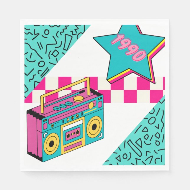 Guardanapo De Papel Estilo de Vintage Estéreo 1990 (Frente)