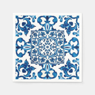 Guardanapo De Papel estilo italiano,Mediterrâneo,mosaico,azul,