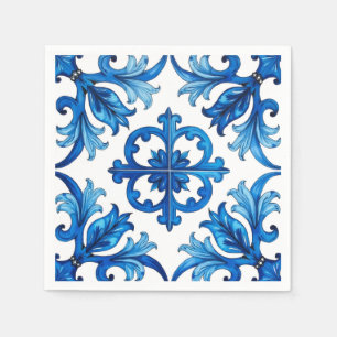 Guardanapo De Papel estilo italiano,Mediterrâneo,mosaico,azul,