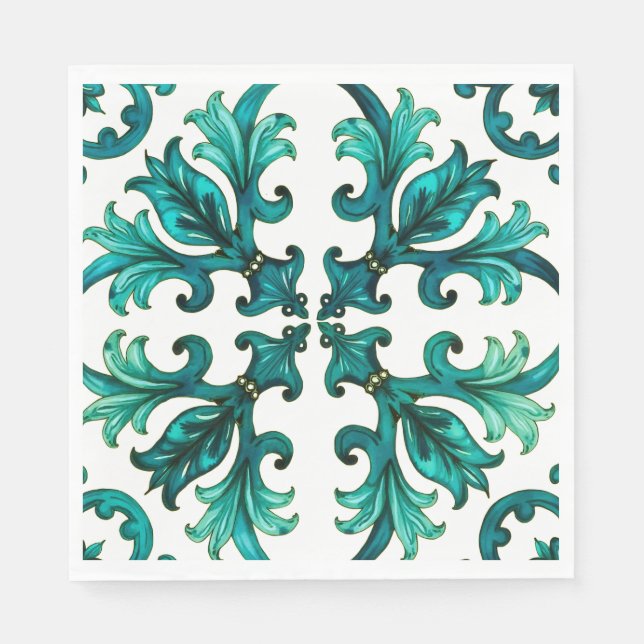 Guardanapo De Papel Estilo italiano,mosaico,verde (Frente)