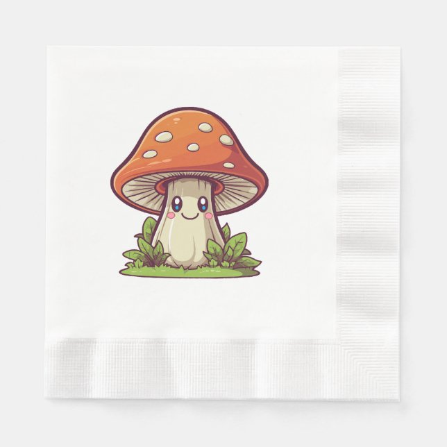 Guardanapo De Papel Estilo kawaii fofo, procura de cogumelos (Frente)