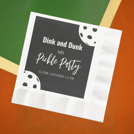 Guardanapo De Papel Estilo Retro Neon Black Themed Pickleball Birday