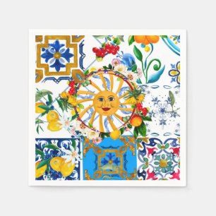 Guardanapo De Papel Estilo siciliano,arte de verão,limões